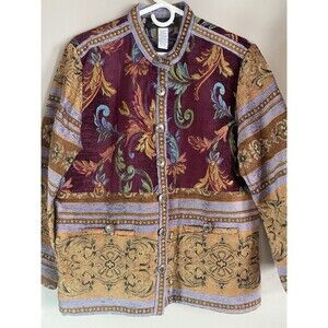 VTG Sag Harbor Tapestry Jacket w/ a Floral and Paisley Pattern Womens Sz 12